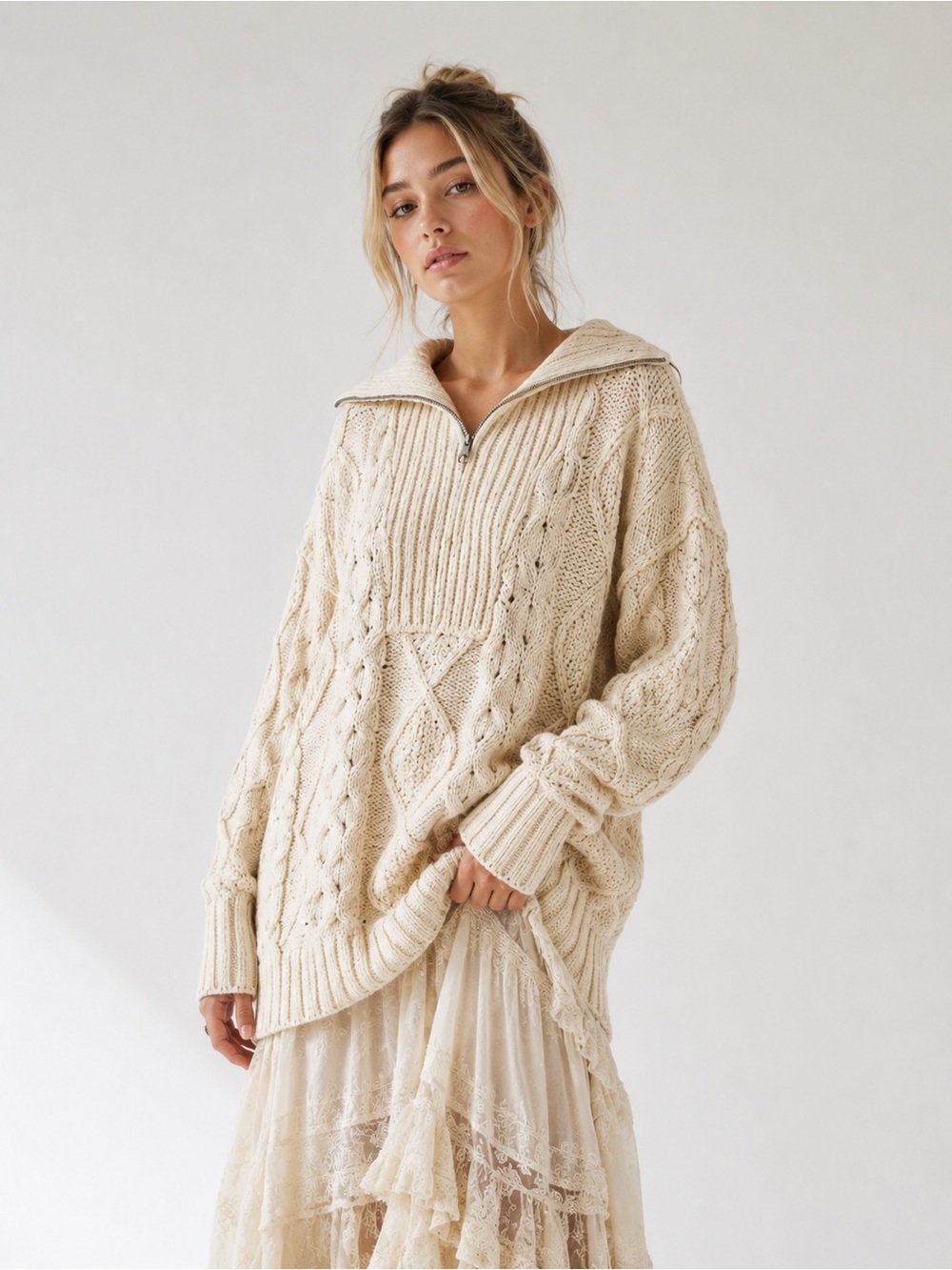 🎉LAST PIECE 🎉Free People Driftwood Cable Polo